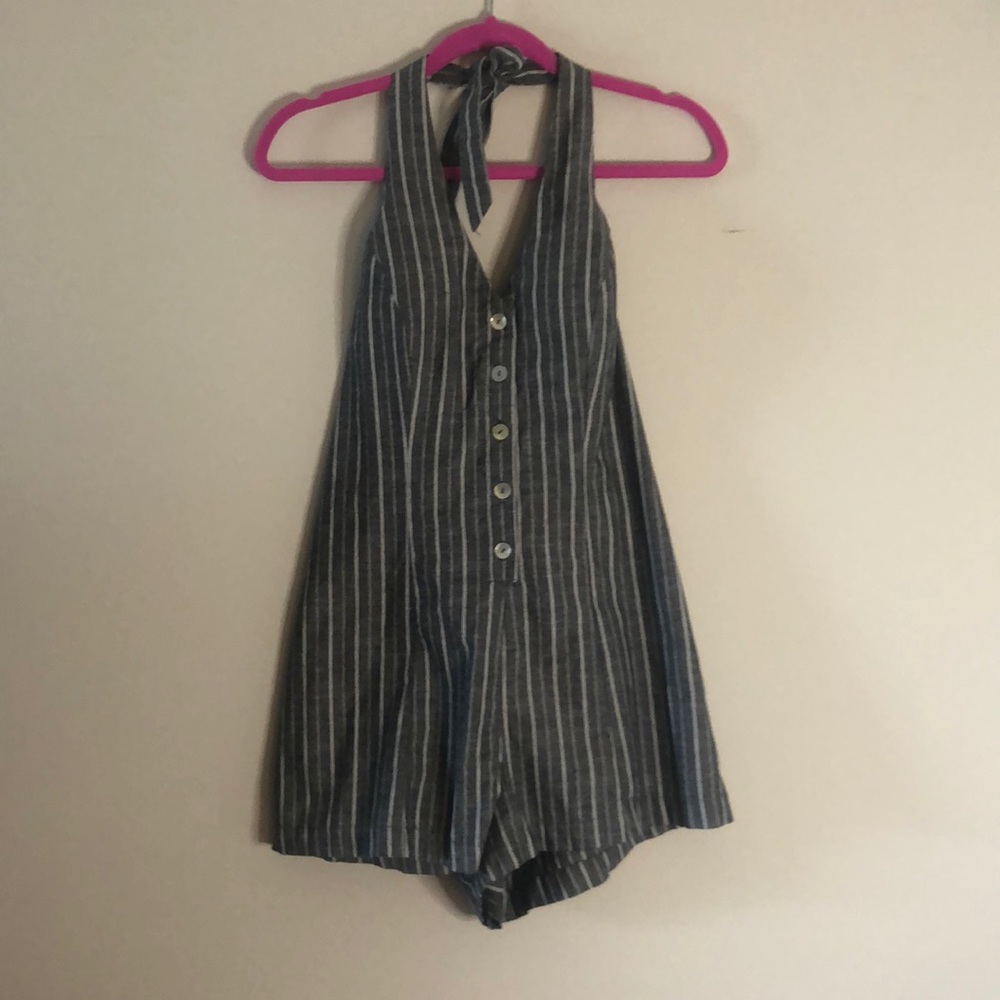 Striped halter romper